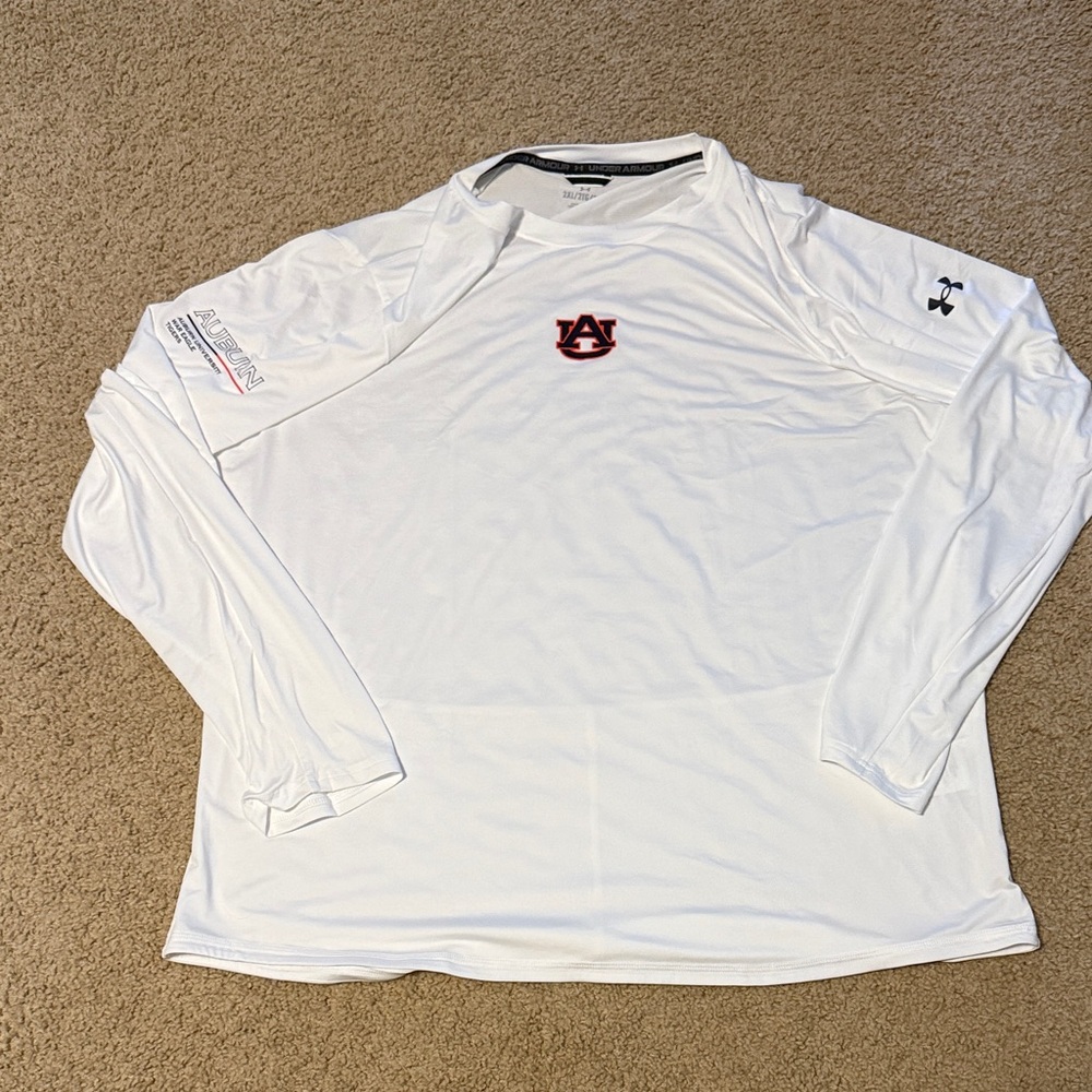 Men’s Auburn Tigers Under Armour White Long Sleeve Shirt with Logo 2XL